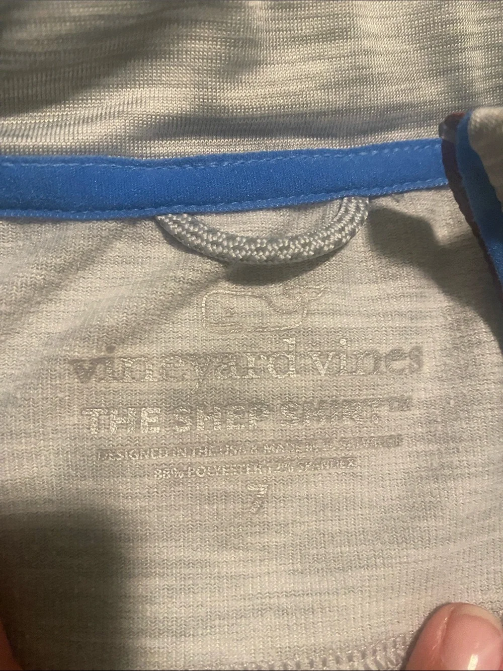 Vineyard Vines Light Gray Quarter-Zip Pullover with Blue Trim